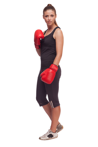 Красива жінка з боксерськими рукавичками
 - Фото, зображення