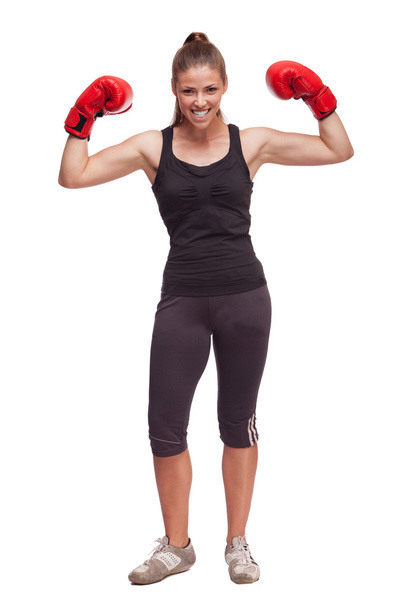 Beautiful Woman with boxing gloves - 写真・画像