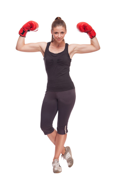 Hermosa mujer con guantes de boxeo
 - Foto, imagen