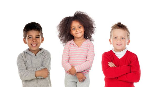 Different children looking at camera isolated on a white background  - Foto, afbeelding