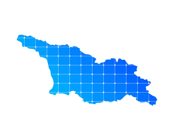 Kleurrijke blauwe gradiënt bakstenen textuur kaart van land Georgië geïsoleerd op witte achtergrond - vector illustratie - Vector, afbeelding