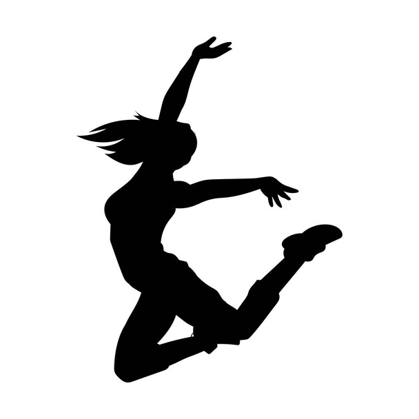 векторный силуэт танцовщицы хип-хопа на белом фоне - Вектор,изображение