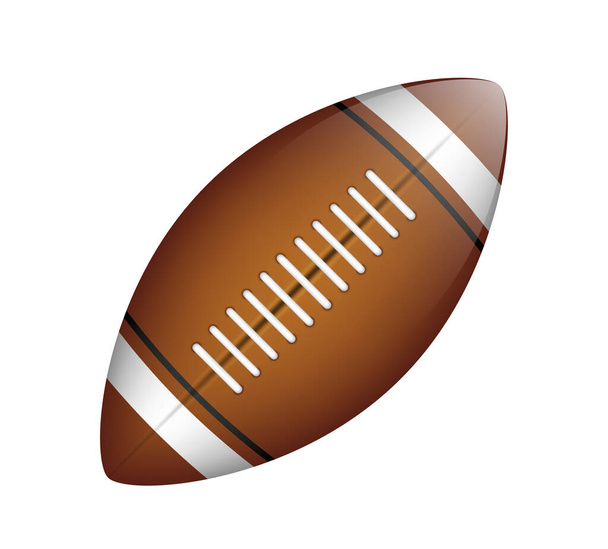 Rugby topu beyaz arka planda izole edilmiş, bağcıklı Amerikan futbolu aksesuarı, oyun oynamak için ekipman, şampiyonluk veya rekabet. Gerçekçi vektör illüstrasyonu - Vektör, Görsel