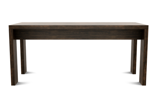 白い背景上に分離されて近代的な茶色の木製のテーブル - 写真・画像