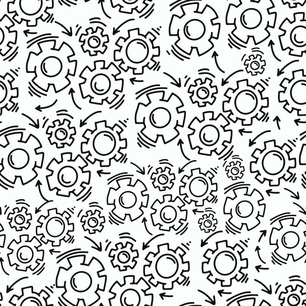 Gears seamless pattern. Vector background. Vector seamless pattern for children, fabrics, clothes, wallpaper, nursery. Hand drawing - Vector, Image