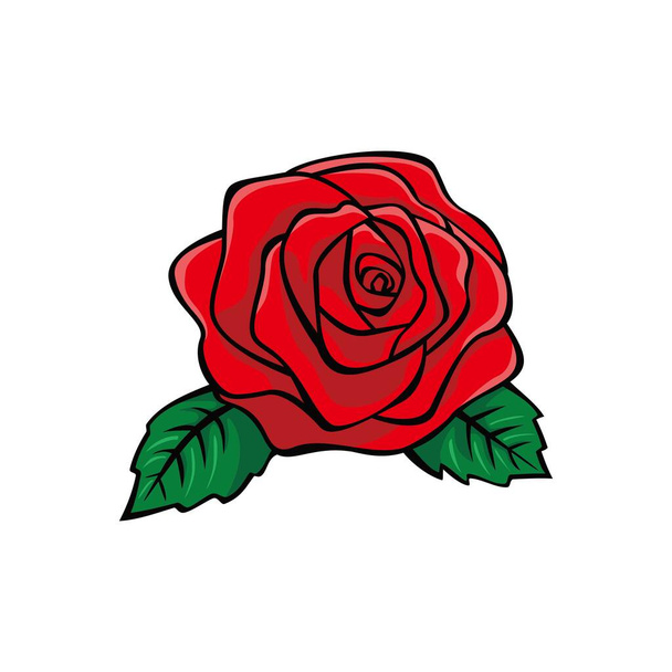 red rose design. romantic flower icon, sign and symbol. - Vektör, Görsel
