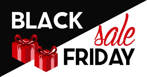 Black Friday. black and white background with red boxes .High quality photo - Photo, Image