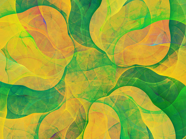 yellow and green abstract fractal background 3d rendering - Photo, image