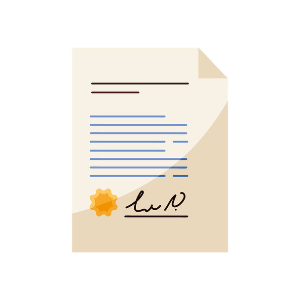 document papier contractuel avec sceau - Vecteur, image