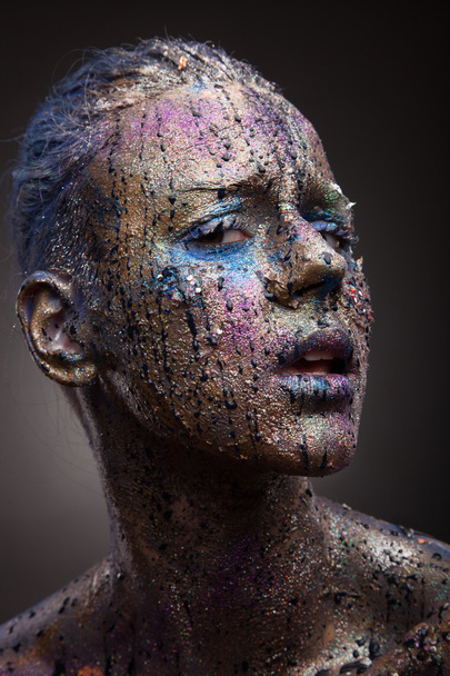 Woman with unusual paint make-up - Φωτογραφία, εικόνα