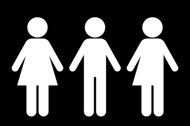Symbolvektor für die Toilette. männliches, weibliches und unbestimmtes Geschlecht. Vektorillustration - Vektor, Bild