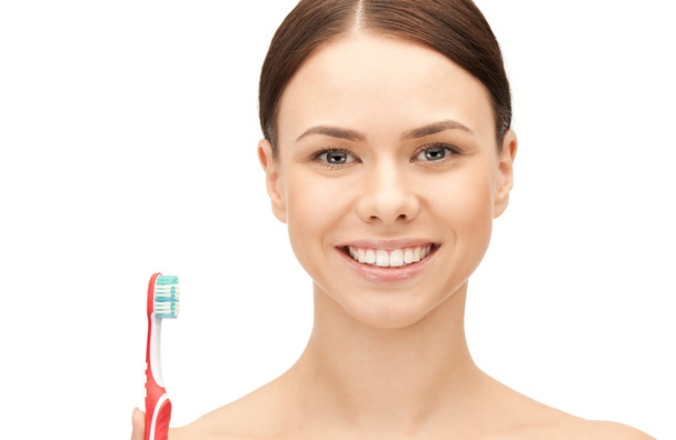 Beautiful woman with toothbrush - 写真・画像