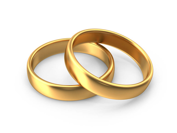 Deux Gold Ring, Il s'agit d'une image générée par ordinateur en 3D. Isolé sur blanc. - Photo, image