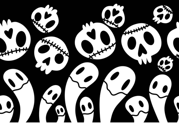 Halloween ghost seamless cartoon pattern for wrapping paper and kids clothes print and fabrics and linens and packaging and accessories. High quality illustration - Photo, Image