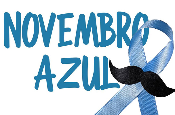 Translation: Blue November in Portuguese language. Prostate cancer awareness month. - Photo, Image