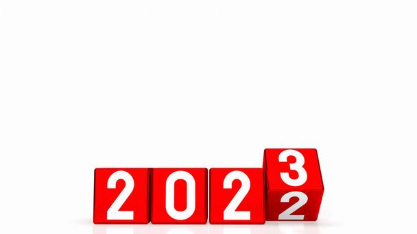  2023 číslo na červené kostce pro nový rok nebo obchodní koncept 3d renderin - Fotografie, Obrázek