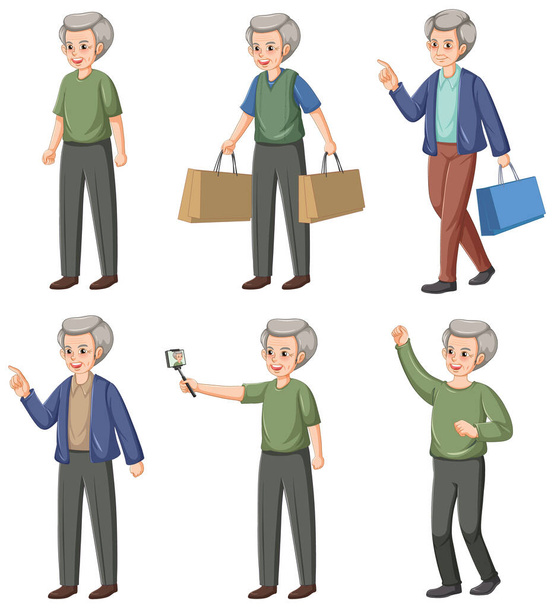 Иллюстрация персонажей пожилых людей - Вектор,изображение