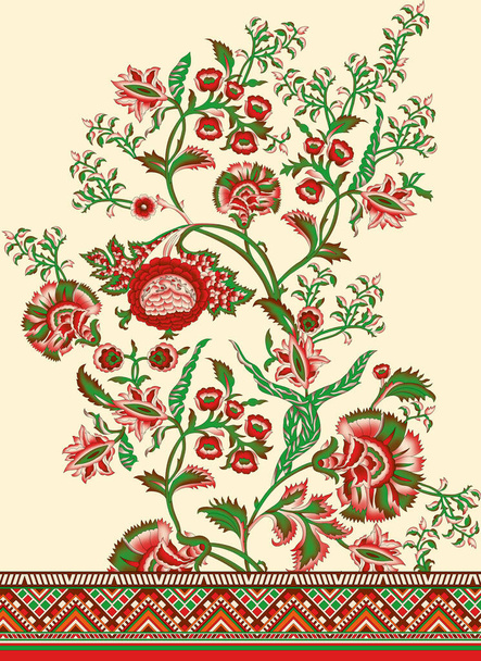 Цветочный мотив текстильного дизайна для женской рубашки спереди и сзади красивые цветы и орнаменты - Фото, изображение