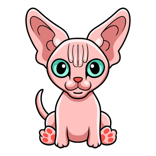 Vector illustration of Cute sphynx cat cartoon sitting - Vettoriali, immagini