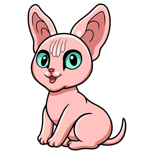 Vector illustration of Cute sphynx cat cartoon sitting - Vettoriali, immagini