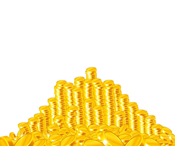 Golden coins stack isolated on white - Фото, изображение