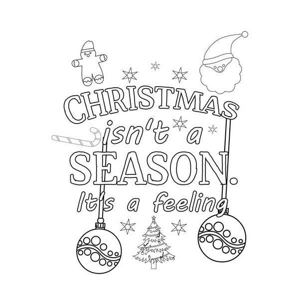 Merry Christmas Coloring page. Christmas line art coloring page design for kids. - Vektor, Bild