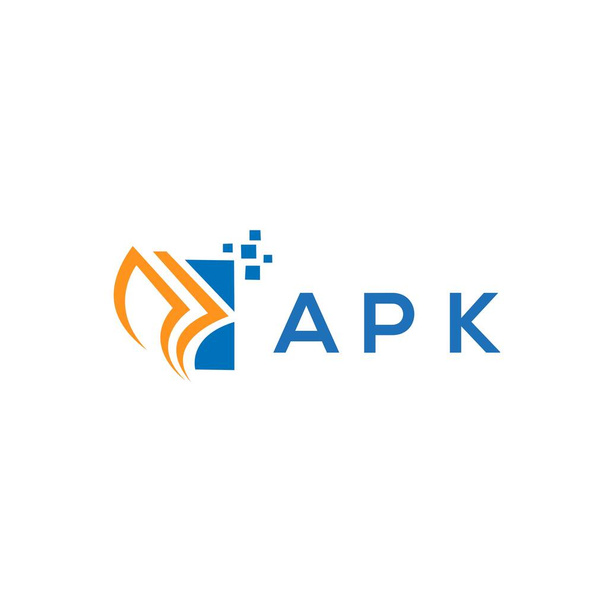 APK disegno del logo di contabilità di riparazione di credito su sfondo bianco. APK iniziali creative Crescita grafico lettera logo concept. APK business finance logo design. - Vettoriali, immagini