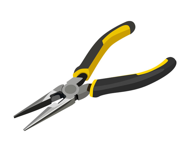 Vector Illustration of Long Nose Pliers isolated on white background. - Вектор, зображення