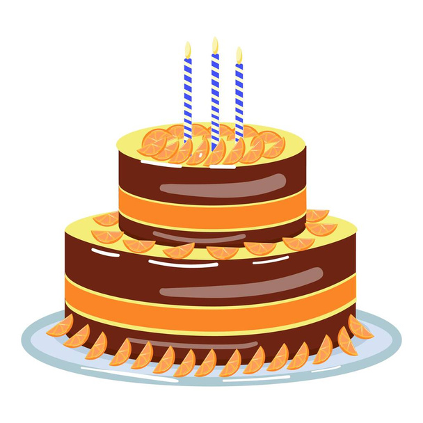 Anniversary cake icon cartoon vector. Happy birthday. Food party - Wektor, obraz
