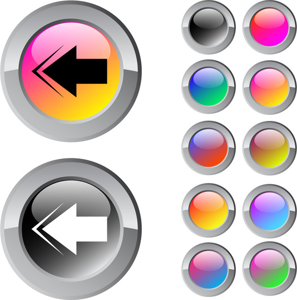 Back arrow multicolor round button. - Vetor, Imagem