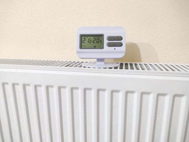 Thermostat on a radiator in a house in Romania - Photo, Image