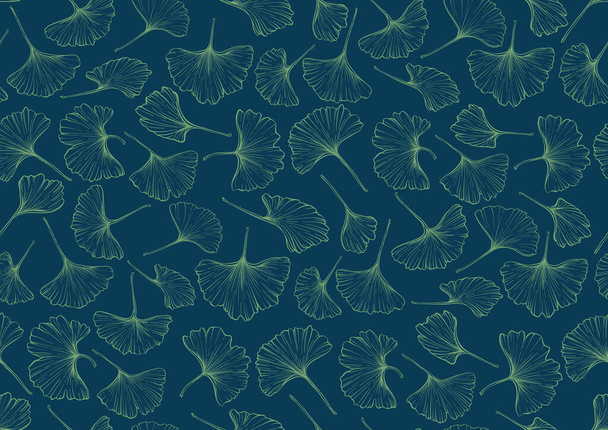Ginkgo biloba leaves. Seamless pattern, background. Vector illustration. In botanical style - Wektor, obraz