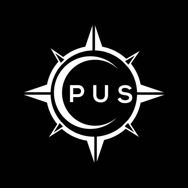 PUS абстрактна технологія кругового налаштування логотипу на чорному тлі. PUS креативні ініціали концепція логотипу букви
. - Вектор, зображення