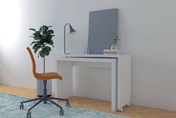 Workstation Frame work place studay table and Screen Mockup  - Фото, зображення