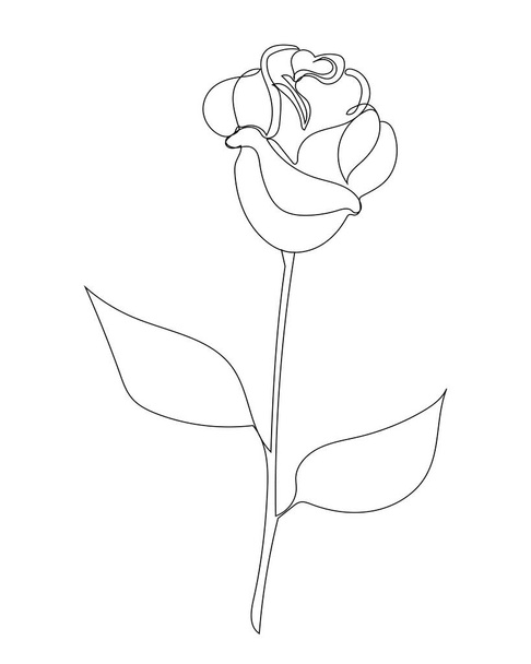 Rose eenvoudige contourtekening, in de stijl van lijnkunst, een lijn. Moderne modestijl voor uw creatieve oplossingen, voor verhalen - Vector, afbeelding
