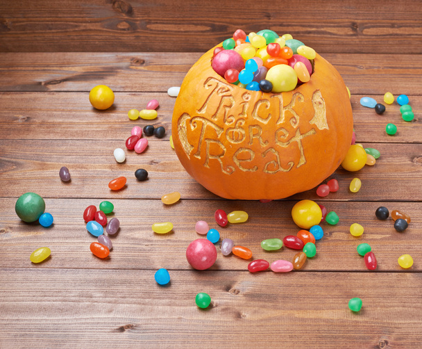 Trick or treat pumpkin composition - Φωτογραφία, εικόνα
