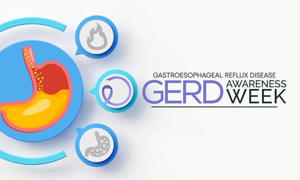 Tydzień świadomości GERD (choroba refluksowa przełyku) obserwowany jest co roku w listopadzie. Renderowanie 3D - Zdjęcie, obraz