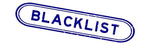 Grunge azul blacklist palavra selo de borracha no fundo branco - Vetor, Imagem