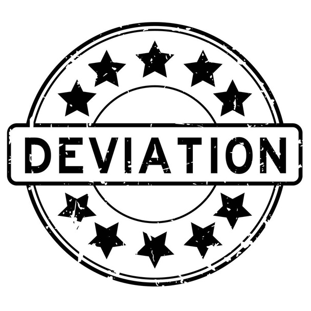 Grunge black deviation word with star icon round rubber seal stamp on white background - Vector, Image