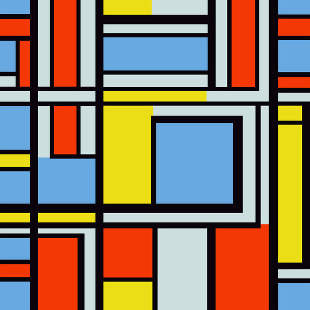Una composición de colores divertida, brillante y colorida, al estilo de Mondrian. - Vector, imagen