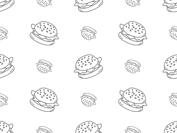 Hamburger cartoon character seamless pattern on white background - Foto, imagen