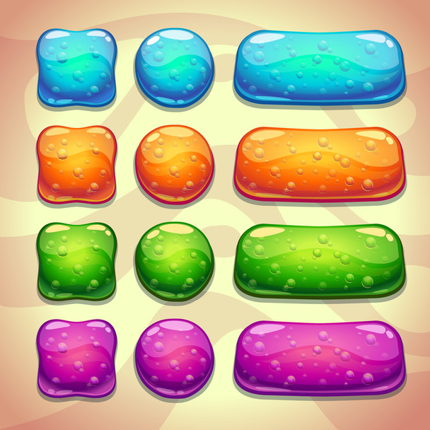 Set of cool jelly buttons with bubbles - Vector, Image