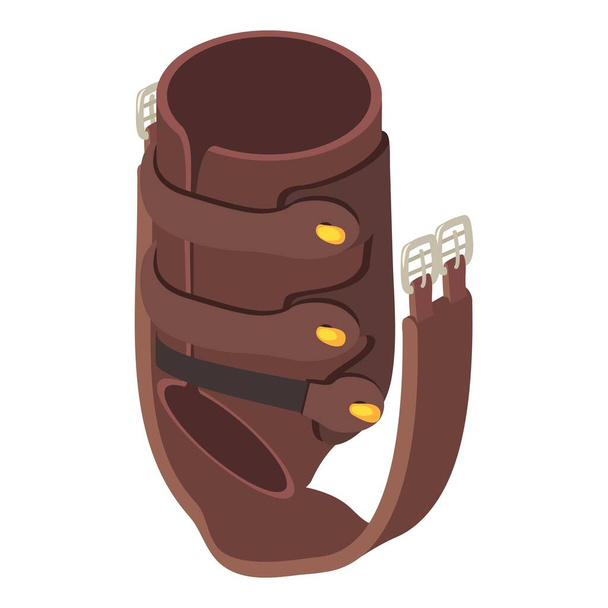 Equestrian ammunition icon isometric vector. Leather protection boot and girth icon. Horseback riding, hobby - Vector, imagen