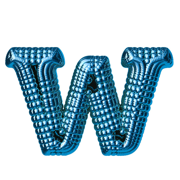 Blue 3d symbol made of spheres. letter w - Wektor, obraz