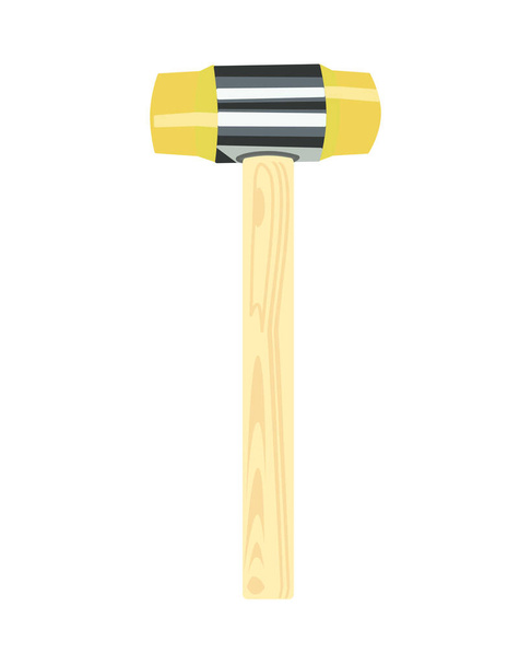 Ilustración vectorial de martillo de plástico aislado sobre fondo blanco con mango de madera. - Vector, imagen