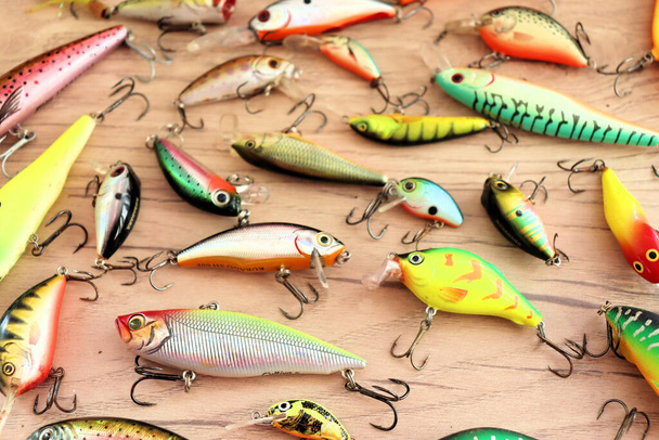 Set of fishing lures, baubles with a triple hook - Фото, изображение