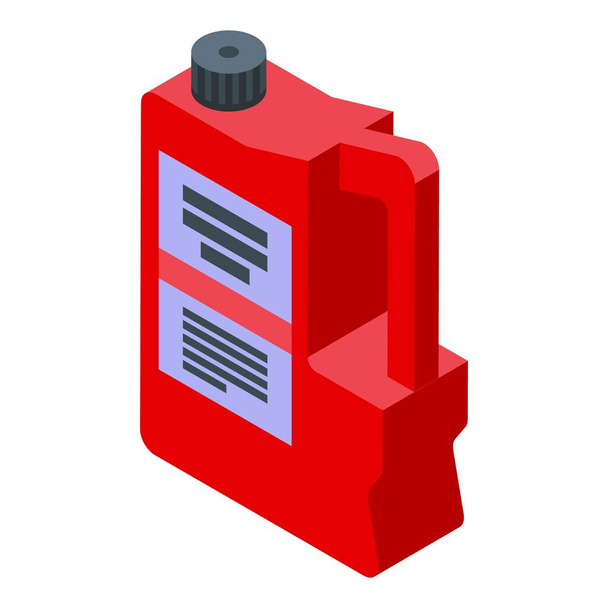 Red canister icon isometric vector. Car service. Antifreeze radiator - Vecteur, image