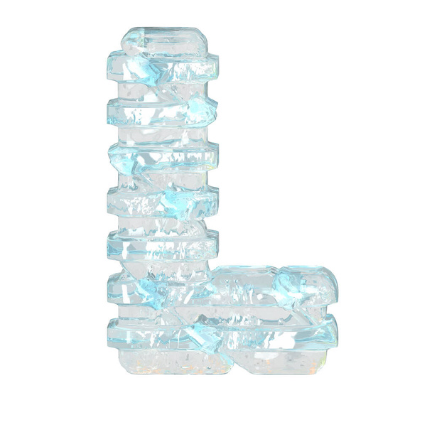 Ice-3D-Symbol mit dünnen horizontalen Riemen. Buchstabe l - Vektor, Bild