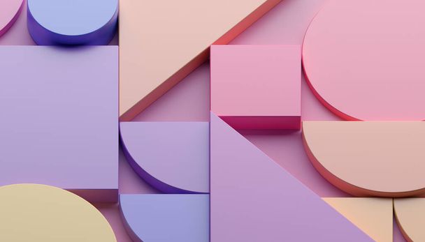 Abstract geometric composition, colorful background design, 3d render - Photo, Image