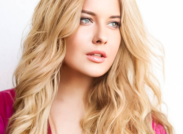 Hairstyle, beauty and hair care, beautiful blonde woman with long blond hair, glamour portrait for hair salon and haircare brand - Photo, Image